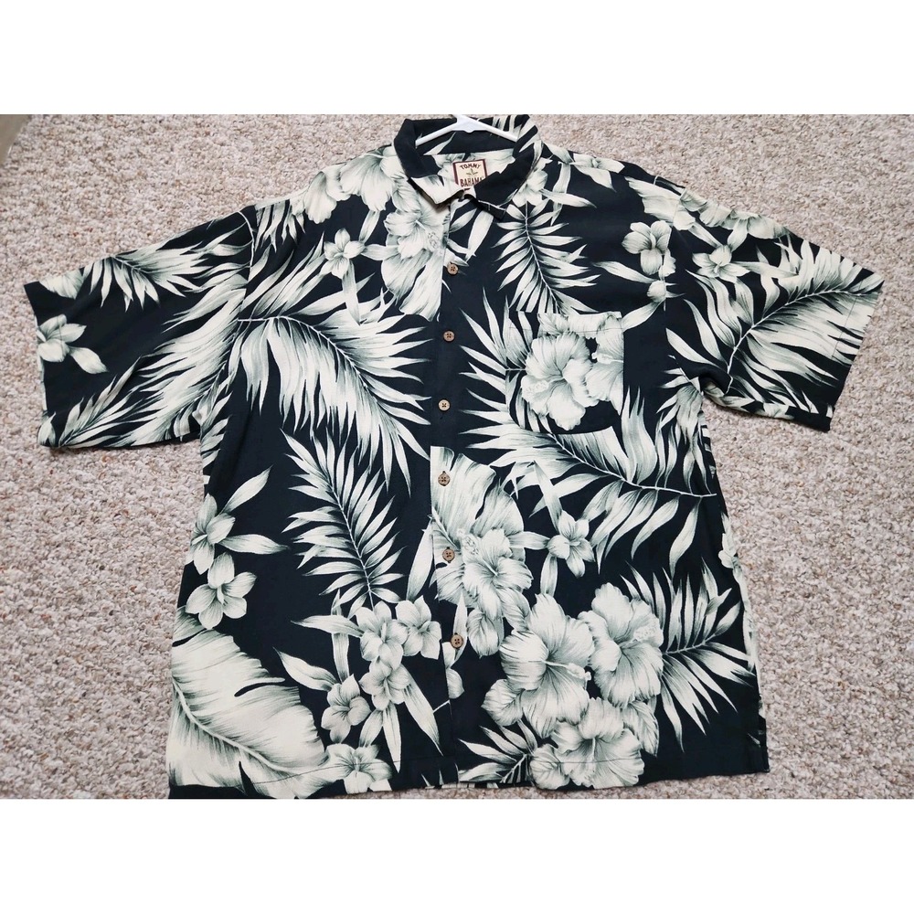 VTG Tommy Bahama Shirt Men's XL Silk Button Down Tropical Palm Hawaiian Coastal